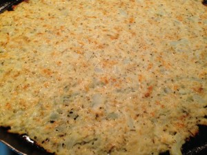 cauliflower pizza crust after baking